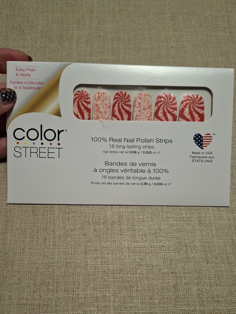 Color Street Pink Peppermint Candy Cane Nail Strips